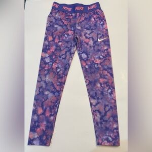 Nike Purple and Pink Floral Dri-Fit Leggings